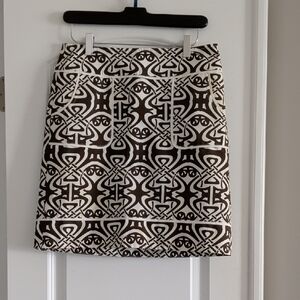 Ann Taylor Brown and Cream Geometric Mini Skirt